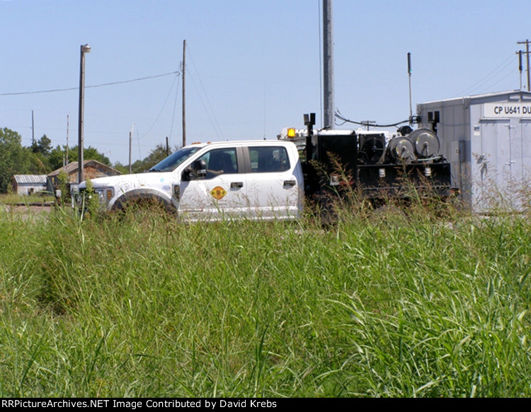 The equipment truck backing up